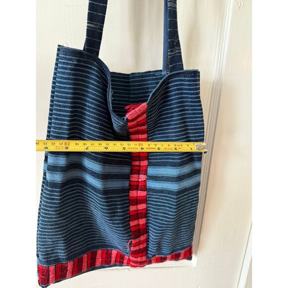 Handwoven Blue and Red Tote Bag - Picture 8 of 12